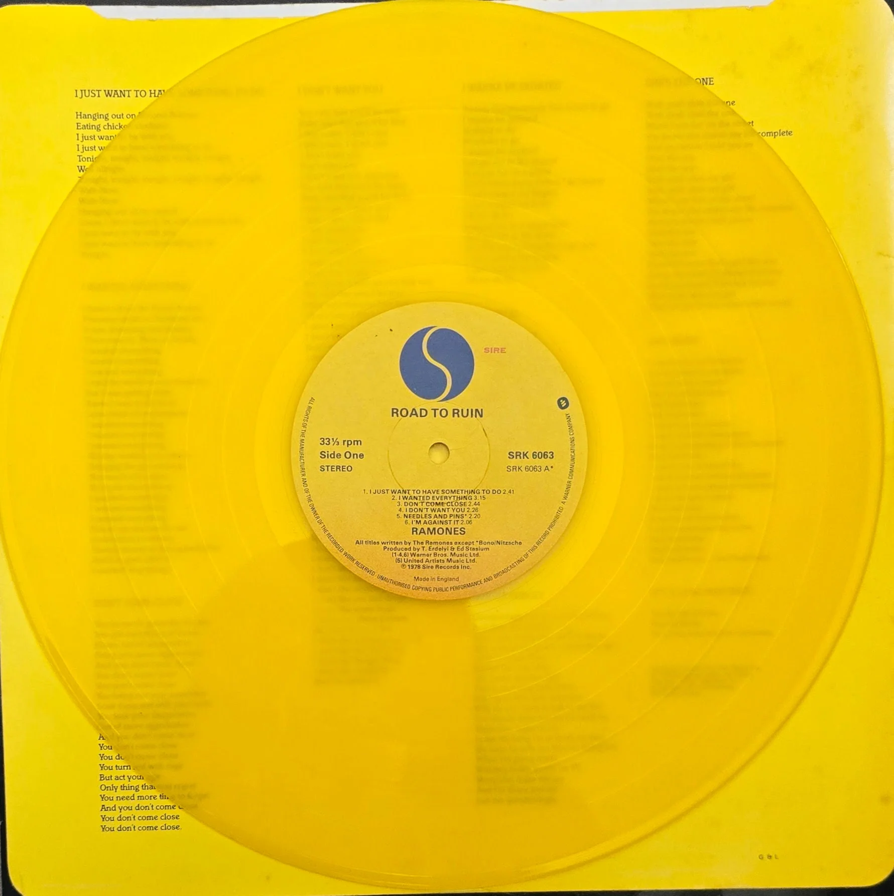 Ramones – Road To Ruin (Yellow Translucent Vinyl Record) - Image 2